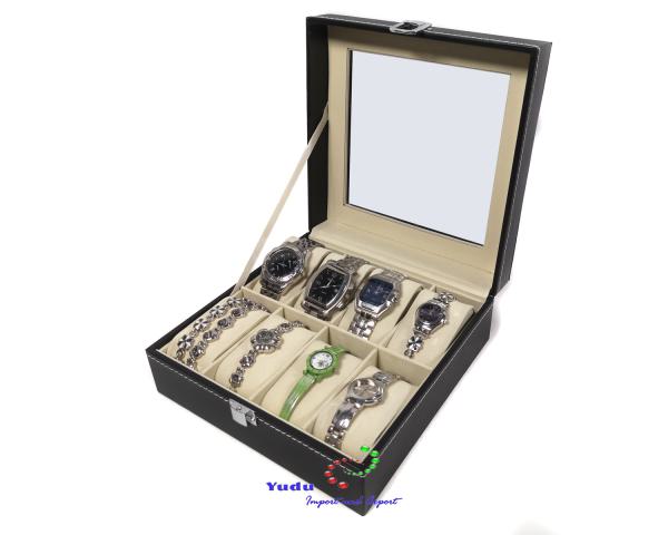 Uhrenkoffer Uhrenbox Schmuckkoffer Schmuckkasten mit Glasdeckel für 8 Uhren